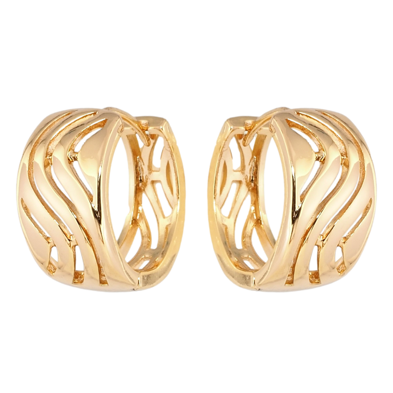 Серьги Xuping Позолота 18K колечки Резной орнамент фото №5