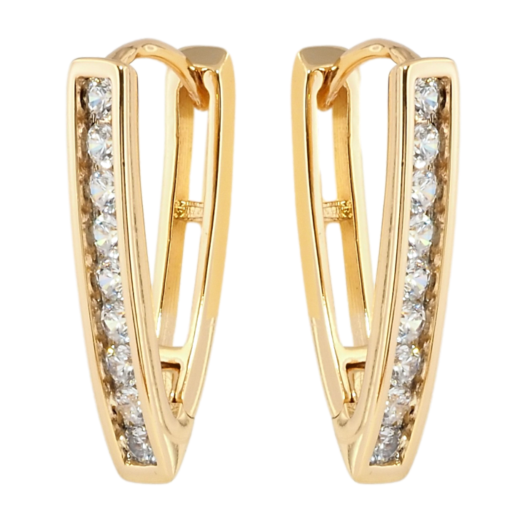Сережки Xuping Позолота 18K колечка Скоби з доріжками цирконію фото №18