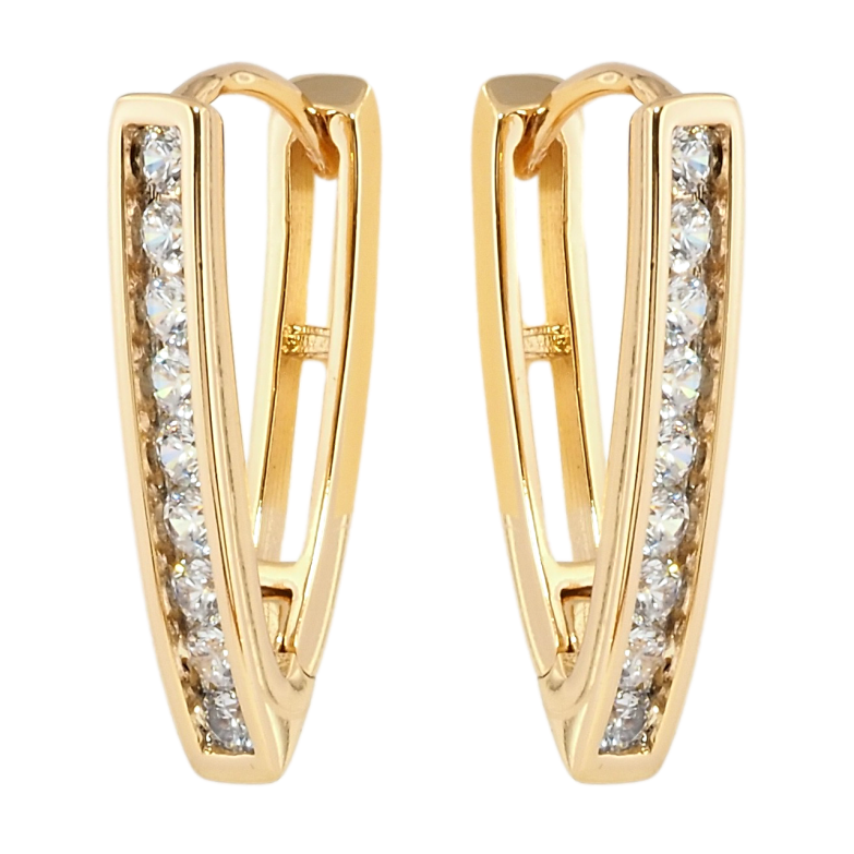 Сережки Xuping Позолота 18K колечка Скоби з доріжками цирконію фото №2 Сережки Xuping Позолота 18K колечка Скоби з доріжками цирконію фото №2