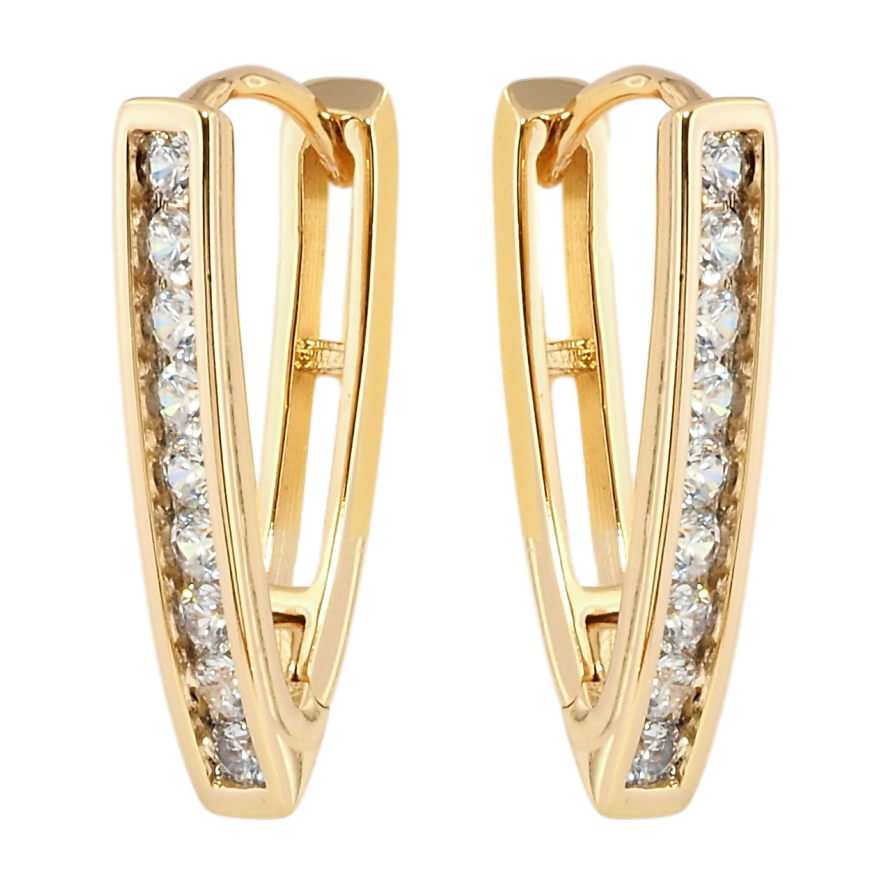 Сережки Xuping Позолота 18K колечка Скоби з доріжками цирконію фото №1