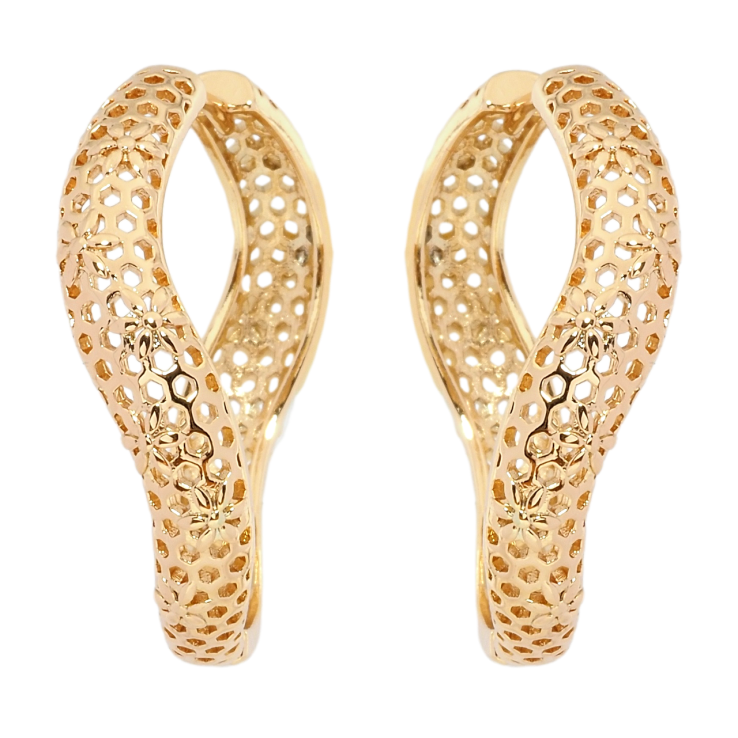 Серьги Xuping Позолота 18K колечки Фигурные с резным узором ø 3.5см фото №10 Серьги Xuping Позолота 18K колечки Фигурные с резным узором ø 3.5см фото №10