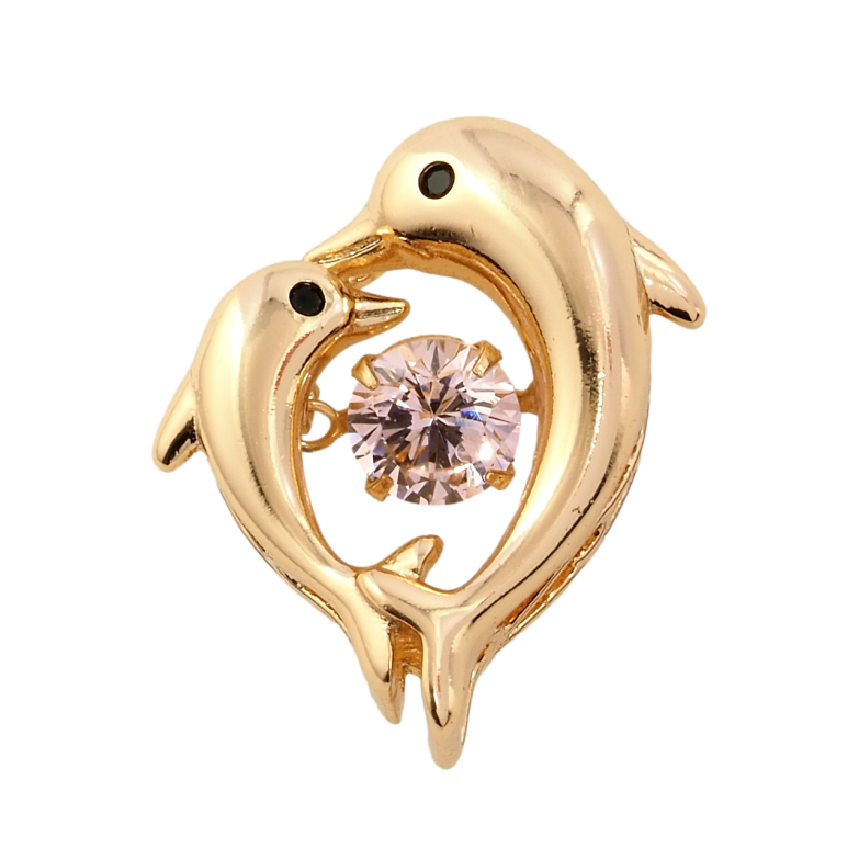 Кулон Xuping Позолота 18K Дельфины с розовым фианитом для цепочки до 3мм фото №1 Кулон Xuping Позолота 18K Дельфины с розовым фианитом для цепочки до 3мм фото №1