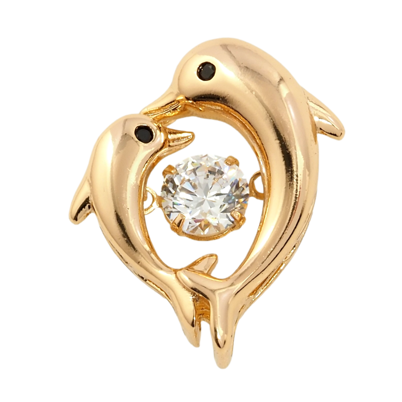 Кулон Xuping Позолота 18K Дельфины с фианитом для цепочки до 3мм фото №1