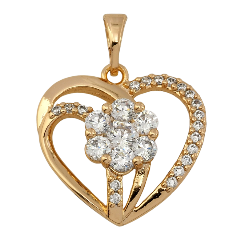 Кулон Xuping Позолота 18K Сердце с кристальным цветочком для цепочки до 5мм фото №1 Кулон Xuping Позолота 18K Сердце с кристальным цветочком для цепочки до 5мм фото №1