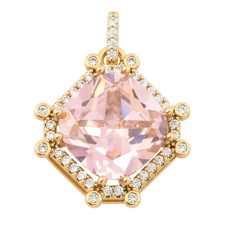 Кулон Xuping Позолота 18K Розовый фианит в обрамлении циркония для цепочки до 3мм фото №1