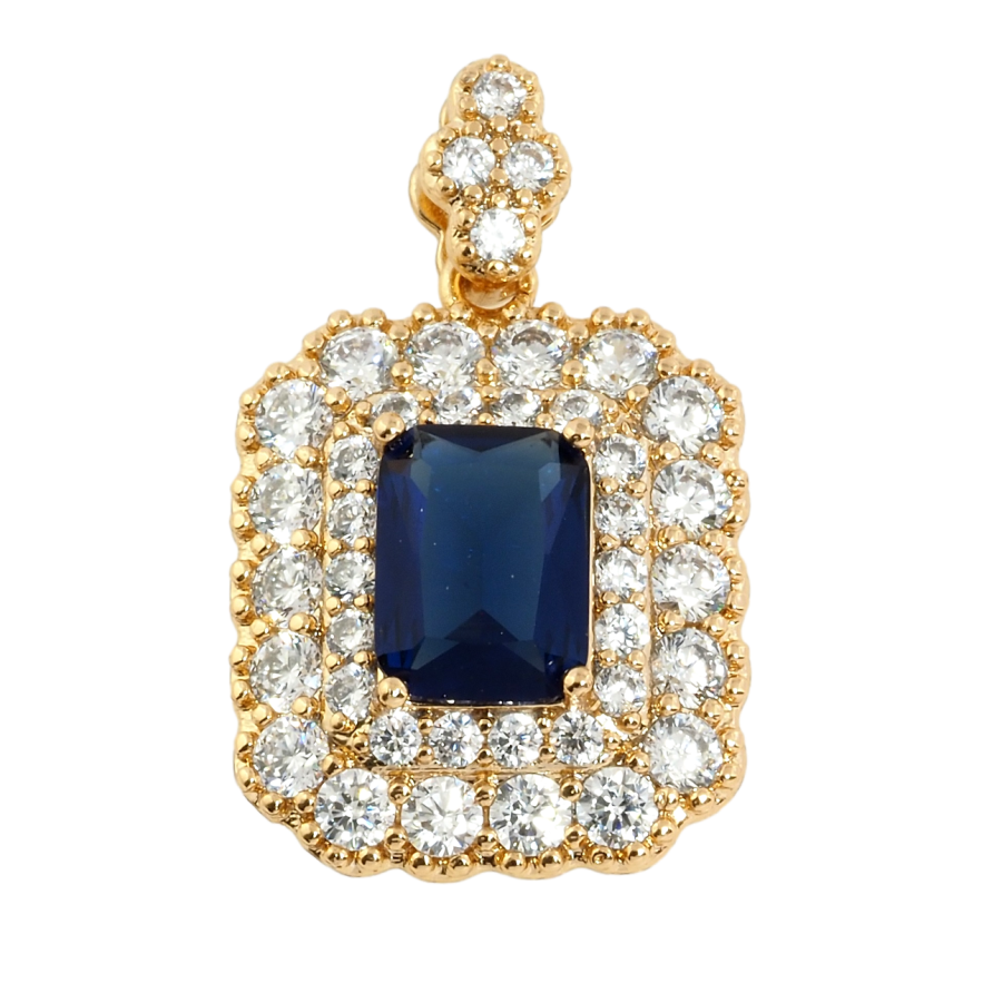 Кулон Xuping Позолота 18K Синий фианит в обрамлении циркония для цепочки до 2мм фото №1 Кулон Xuping Позолота 18K Синий фианит в обрамлении циркония для цепочки до 2мм фото №1