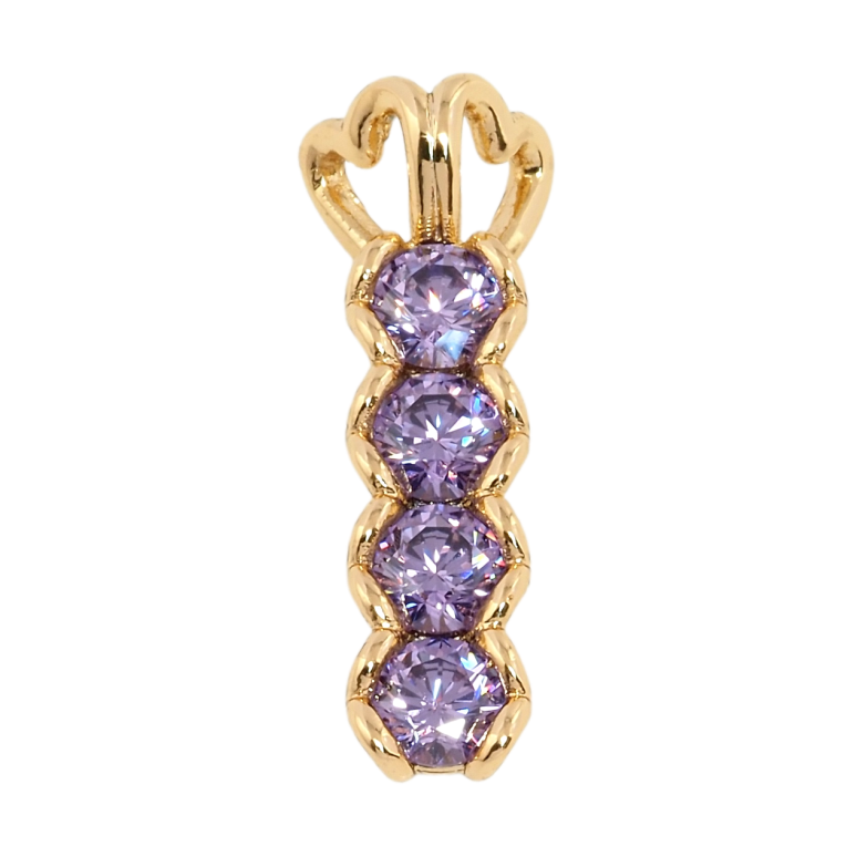 Кулон Xuping Позолота 18K Дорожка сиреневых фианитов в романтической оправе для цепочки до 4мм фото №1