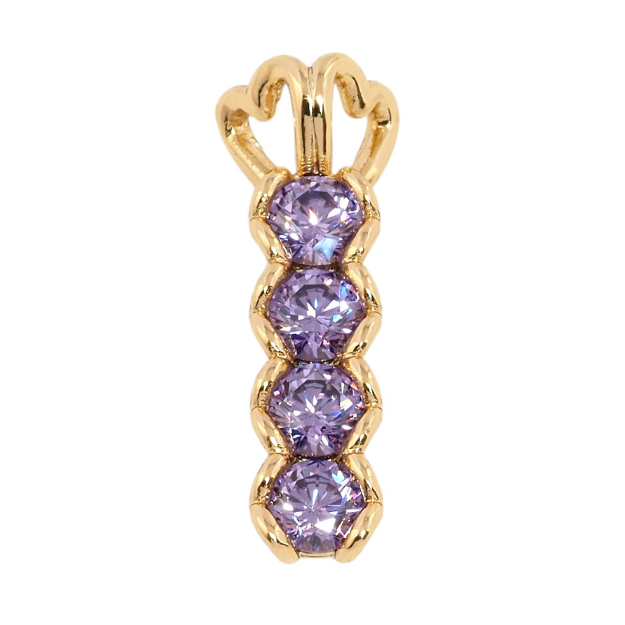 Кулон Xuping Позолота 18K Дорожка сиреневых фианитов в романтической оправе для цепочки до 4мм фото №1