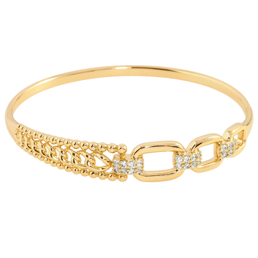 Браслет Xuping Позолота 18K Візерунок ланцюжок з цирконієм ø 6см фото №1