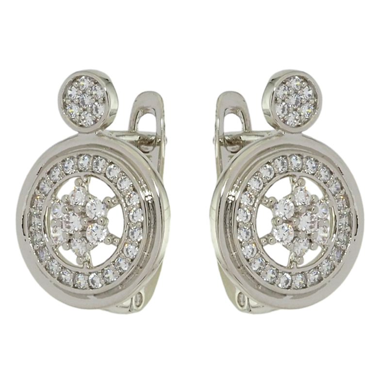 Сережки Xuping Родій англійський замок Круги із візерунком цирконієм фото №1