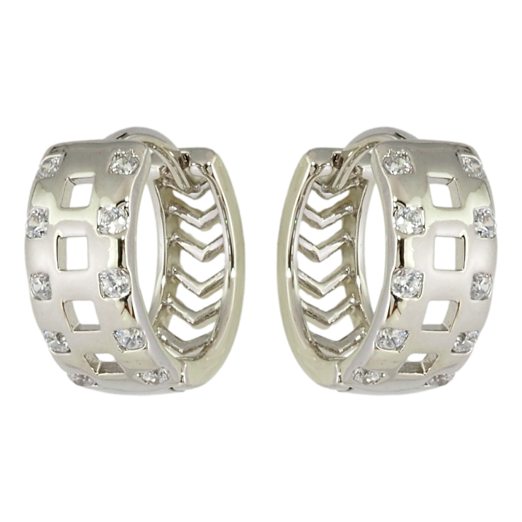 Серьги Xuping Родий колечки Узор с вставками циркония фото №10