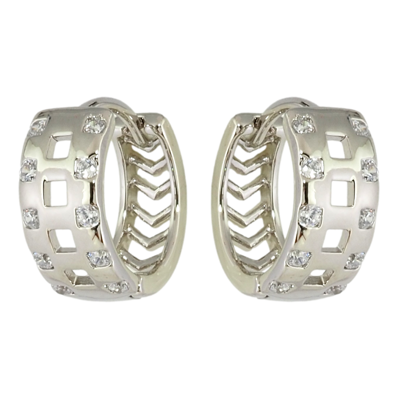Серьги Xuping Родий колечки Узор с вставками циркония фото №1 Серьги Xuping Родий колечки Узор с вставками циркония фото №1