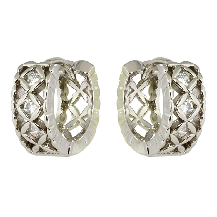 Серьги Xuping Родий колечки Ромбовый узор с цирконием фото №13