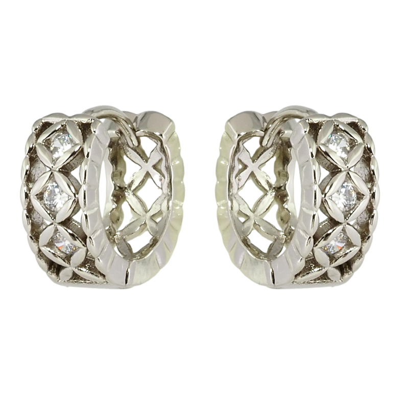 Серьги Xuping Родий колечки Ромбовый узор с цирконием фото №1