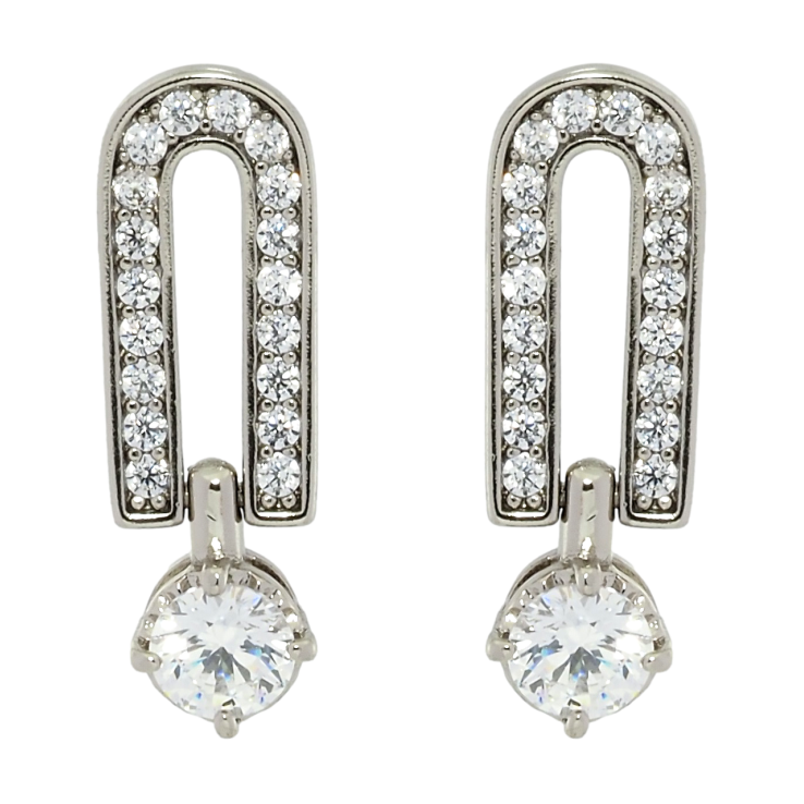 Сережки Xuping Родій пусети Декоративні з цирконієм фото №2