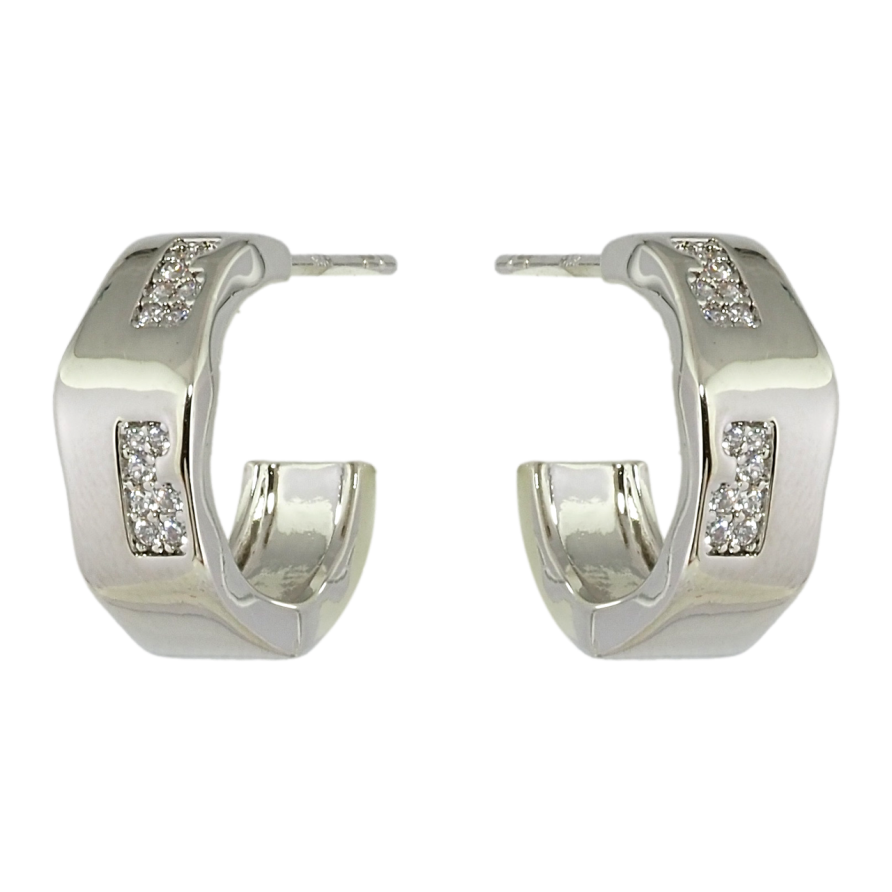 Сережки Xuping Родій пусети Дуги з цирконієм фото №1