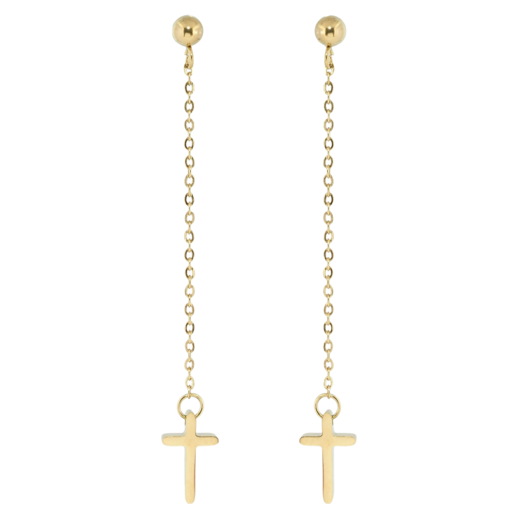 Серьги Xuping TTM Stainless Steel цвет 14K пусеты Крестики на цепочках фото №6 Серьги Xuping TTM Stainless Steel цвет 14K пусеты Крестики на цепочках фото №6