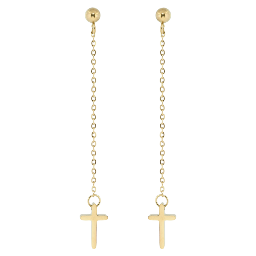 Серьги Xuping TTM Stainless Steel цвет 14K пусеты Крестики на цепочках фото №1 Серьги Xuping TTM Stainless Steel цвет 14K пусеты Крестики на цепочках фото №1