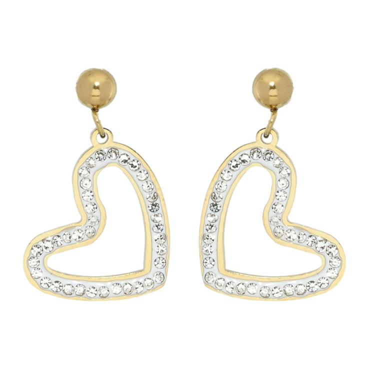 Серьги Xuping TTM Stainless Steel цвет 14K пусеты Сердечки с цирконием фото №3 Серьги Xuping TTM Stainless Steel цвет 14K пусеты Сердечки с цирконием фото №3