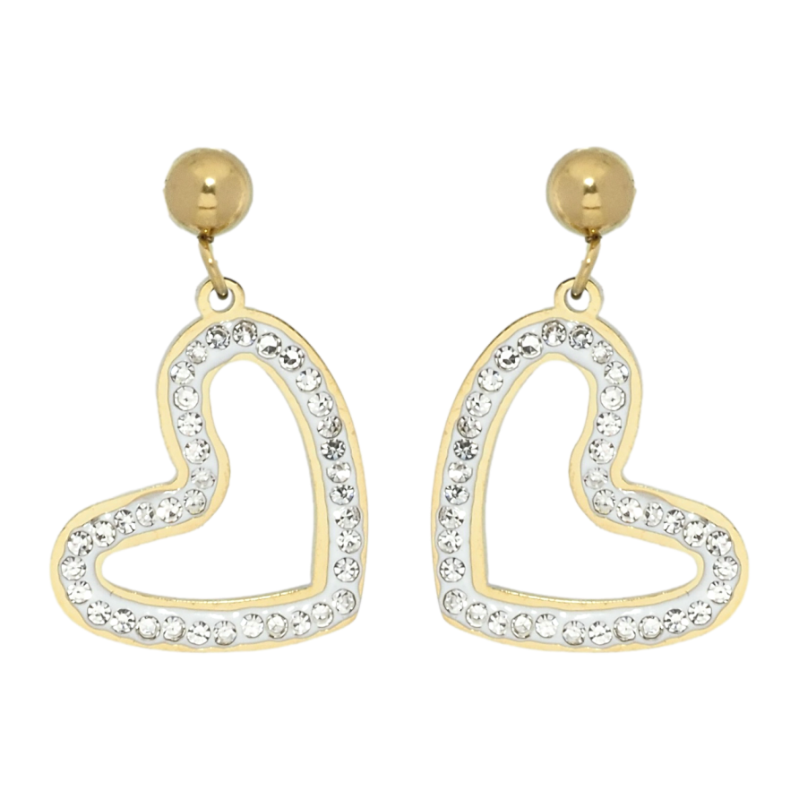 Серьги Xuping TTM Stainless Steel цвет 14K пусеты Сердечки с цирконием фото №1