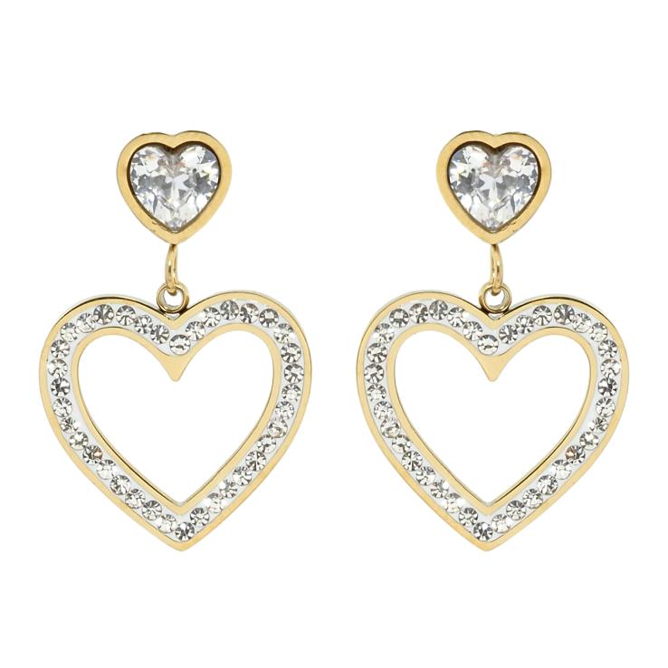 Серьги Xuping TTM Stainless Steel цвет 14K пусеты Сердечки с цирконием фото №2 Серьги Xuping TTM Stainless Steel цвет 14K пусеты Сердечки с цирконием фото №2