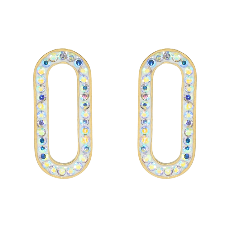 Серьги Xuping TTM Stainless Steel цвет 14K пусеты Овалы с радужным цирконием фото №5 Серьги Xuping TTM Stainless Steel цвет 14K пусеты Овалы с радужным цирконием фото №5