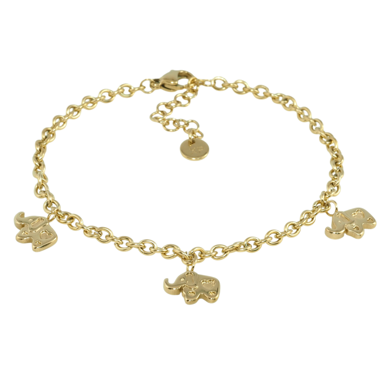 Браслет Xuping ТТМ Stainless Steel цвет 14K Цепочка с подвесками носорог длина с доп.цеп. 18.5-22см х 3мм фото №1