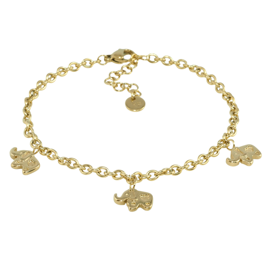 Браслет Xuping ТТМ Stainless Steel цвет 14K Цепочка с подвесками носорог длина с доп.цеп. 18.5-22см х 3мм фото №1 Браслет Xuping ТТМ Stainless Steel цвет 14K Цепочка с подвесками носорог длина с доп.цеп. 18.5-22см х 3мм фото №1