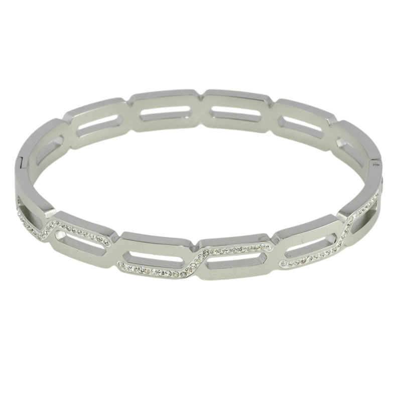 Браслет Xuping ТТМ Stainless Steel цвет Родий Декоративный узор ø 5.7см фото №1