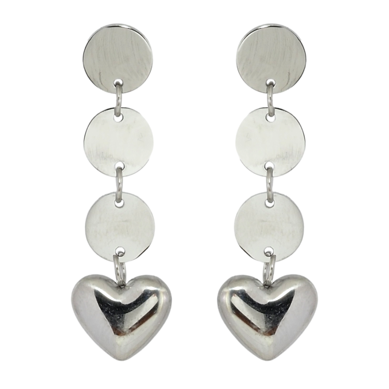 Серьги Xuping TTM Stainless Steel цвет Родий пусеты Подвески с сердечками фото №1