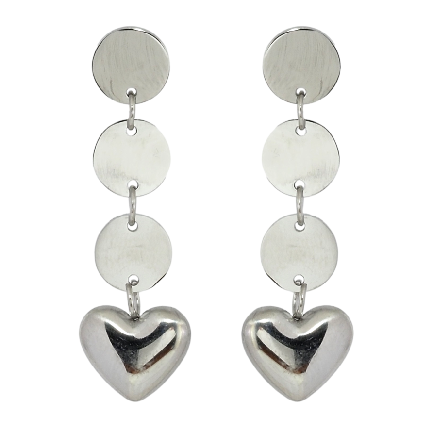 Сережки Xuping TTM Stainless Steel колір Родій пусети Підвіски з сердечками фото №1