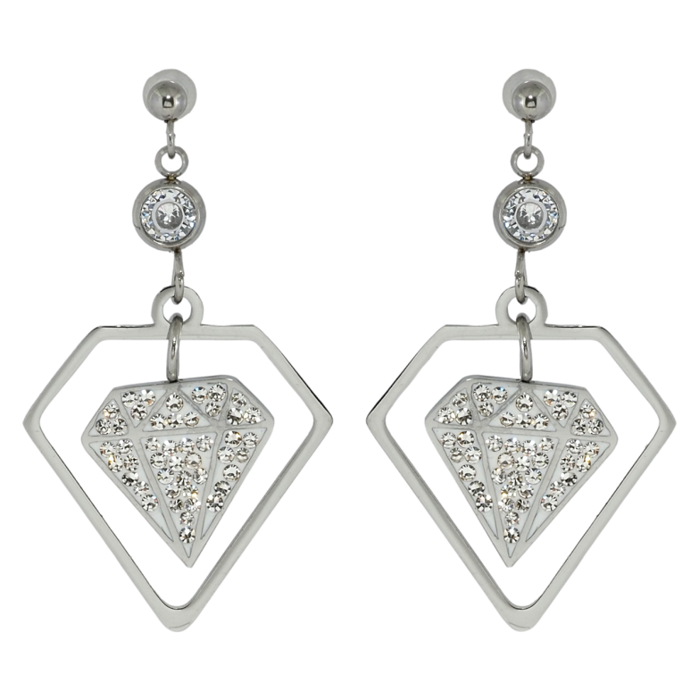 Сережки Xuping TTM Stainless Steel колір Родій пусети Підвіски візерунок кристал фото №1