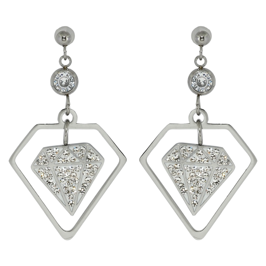 Сережки Xuping TTM Stainless Steel колір Родій пусети Підвіски візерунок кристал фото №1