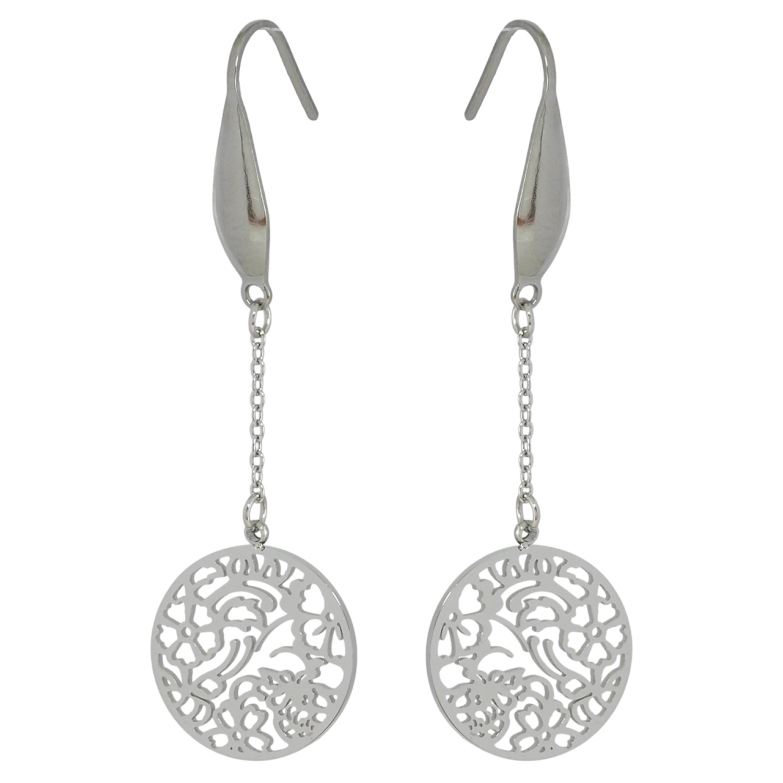 Серьги Xuping TTM Stainless Steel цвет Родий французский замок Подвески резные круги фото №1