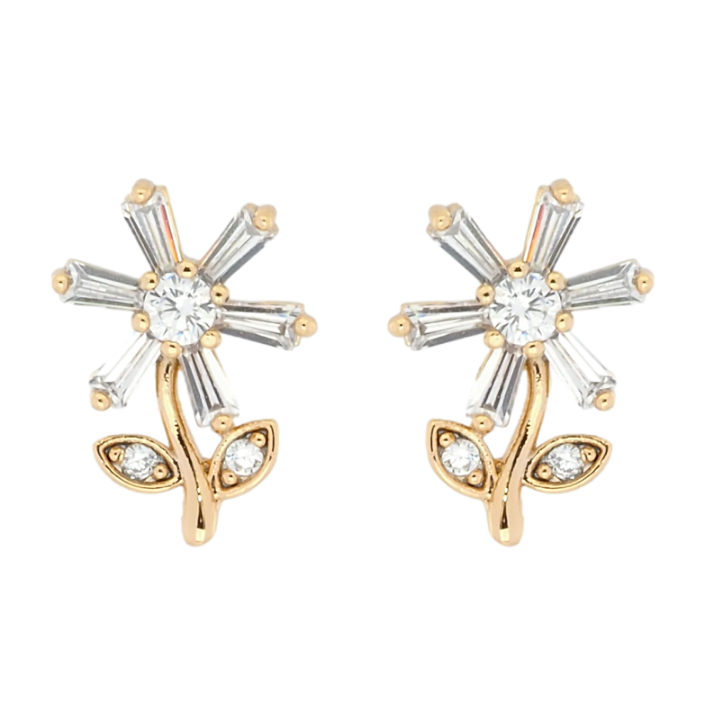 Сережки Xuping Позолота 18K пусети Кришталеві квіточки фото №6