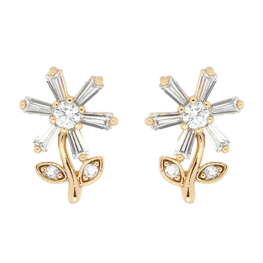 Сережки Xuping Позолота 18K пусети Кришталеві квіточки фото №1