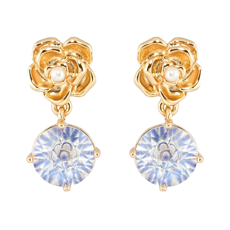 Сережки Xuping Позолота 18K пусети Квіточки з декоративним синіми фіанітом фото №1 Сережки Xuping Позолота 18K пусети Квіточки з декоративним синіми фіанітом фото №1