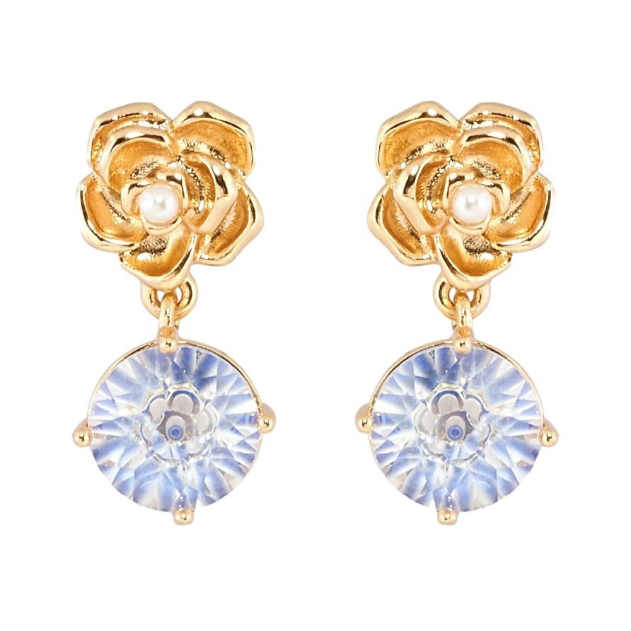 Серьги Xuping Позолота 18K пусеты Цветочки с декоративным синими фианитом фото №1 Серьги Xuping Позолота 18K пусеты Цветочки с декоративным синими фианитом фото №1