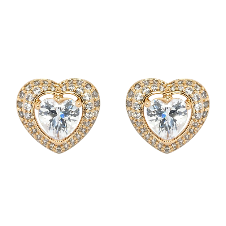 Серьги Xuping Позолота 18K пусеты Сердечки с цирконием фото №23