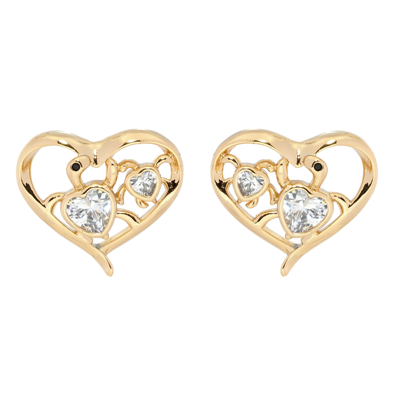 Сережки Xuping Позолота 18K пусети Серця з черепашками фото №1