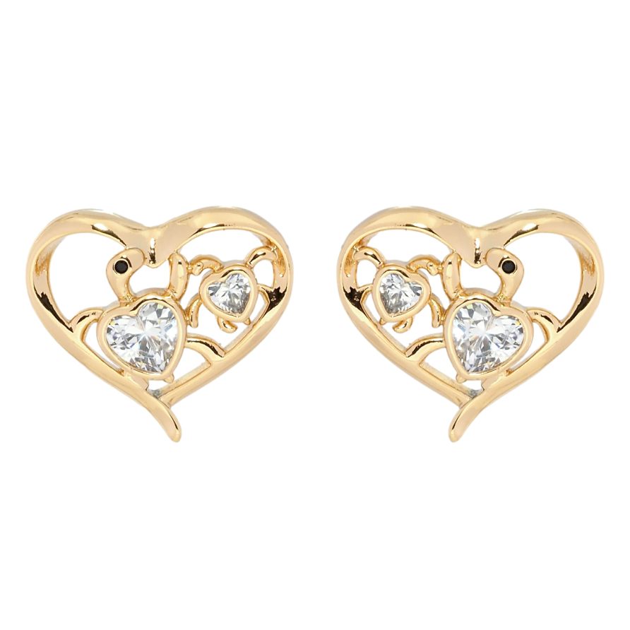 Сережки Xuping Позолота 18K пусети Серця з черепашками фото №1
