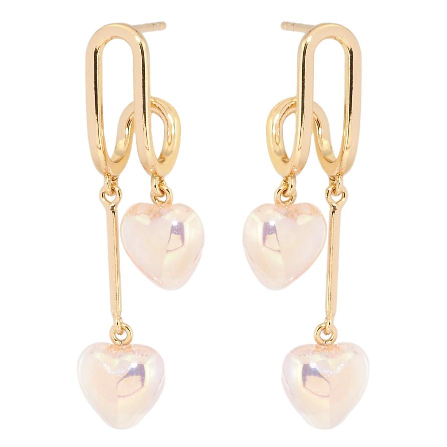 Сережки Xuping Позолота 18K пусети Декоративні підвіски з сердечками фото №1