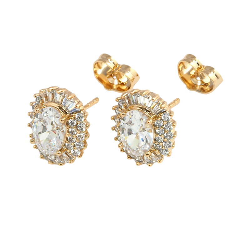 Серьги Xuping Позолота 18K пусеты Фианит в обрамлении циркония фото №19