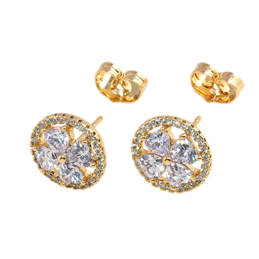 Серьги Xuping Позолота 18K пусеты Цветочек из сиреневых фианитов в колечке циркония фото №1 Серьги Xuping Позолота 18K пусеты Цветочек из сиреневых фианитов в колечке циркония фото №1