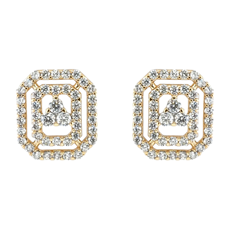 Серьги Xuping Позолота 18K пусеты Многогранники с цирконием фото №3