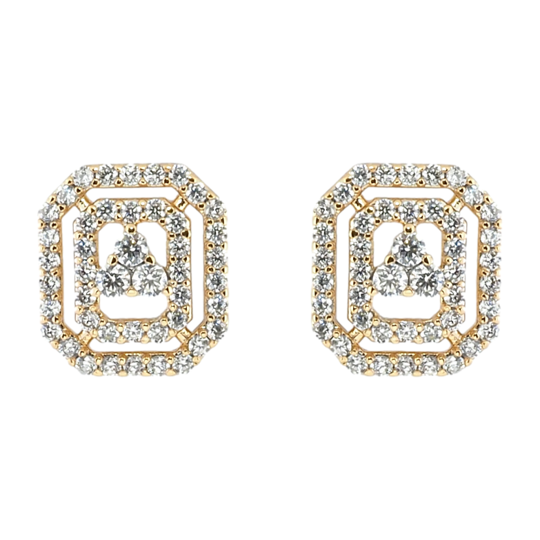 Серьги Xuping Позолота 18K пусеты Многогранники с цирконием фото №1 Серьги Xuping Позолота 18K пусеты Многогранники с цирконием фото №1