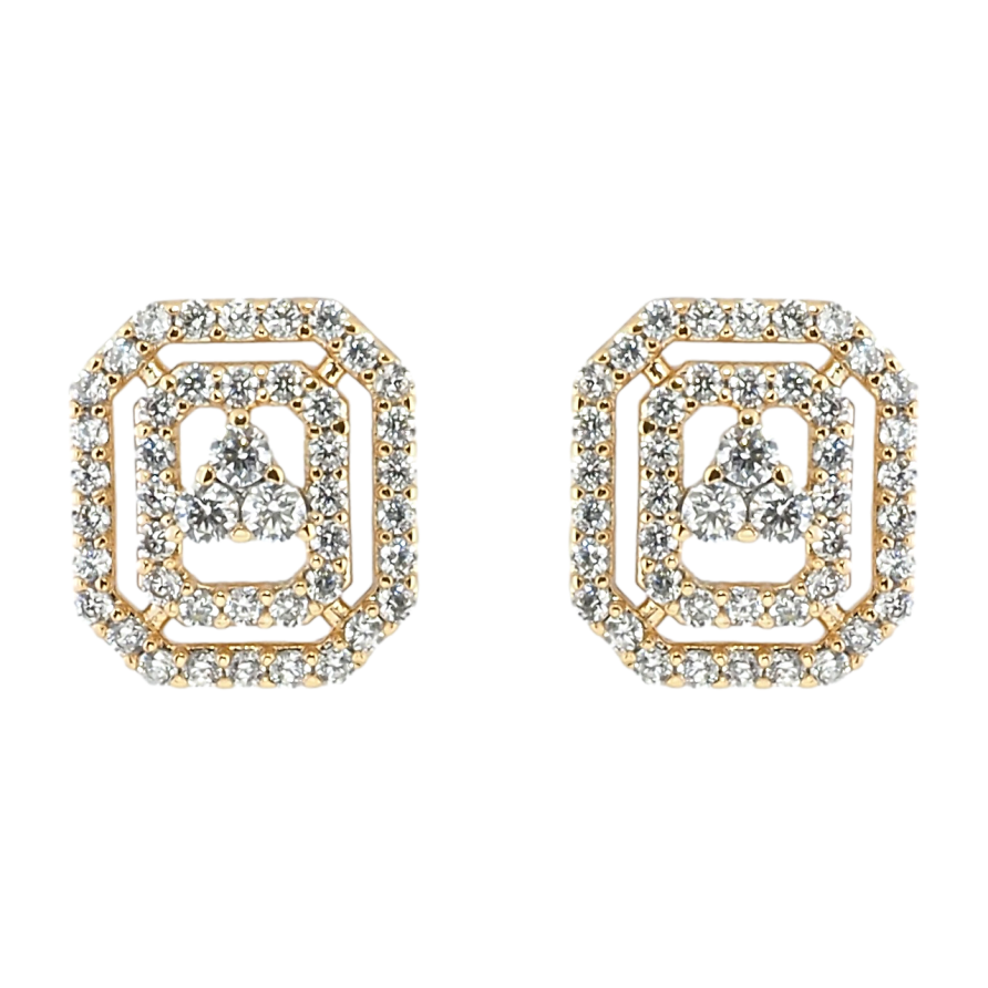 Серьги Xuping Позолота 18K пусеты Многогранники с цирконием фото №1