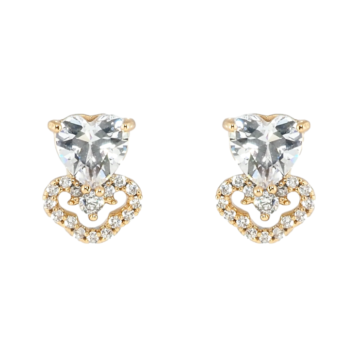 Серьги Xuping Позолота 18K пусеты Кристальные сердечки фото №5