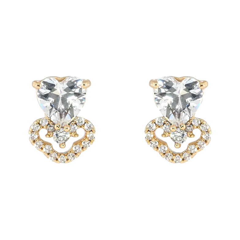 Сережки Xuping Позолота 18K пусети Кришталеві серця фото №3