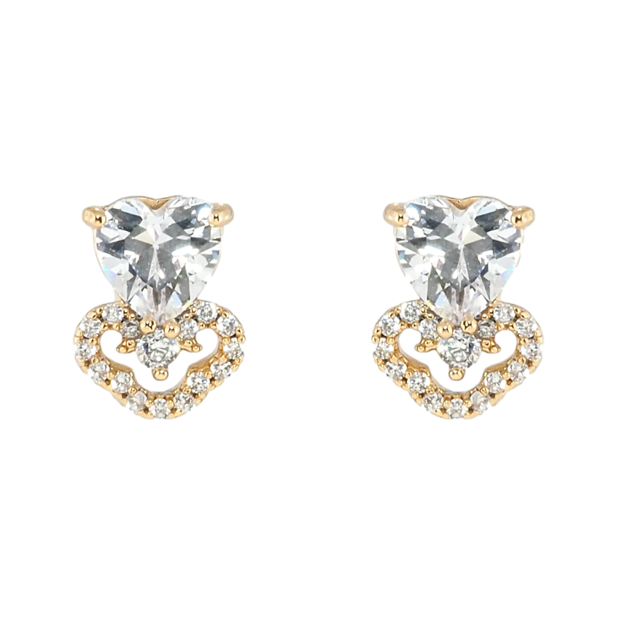 Сережки Xuping Позолота 18K пусети Кришталеві серця фото №1